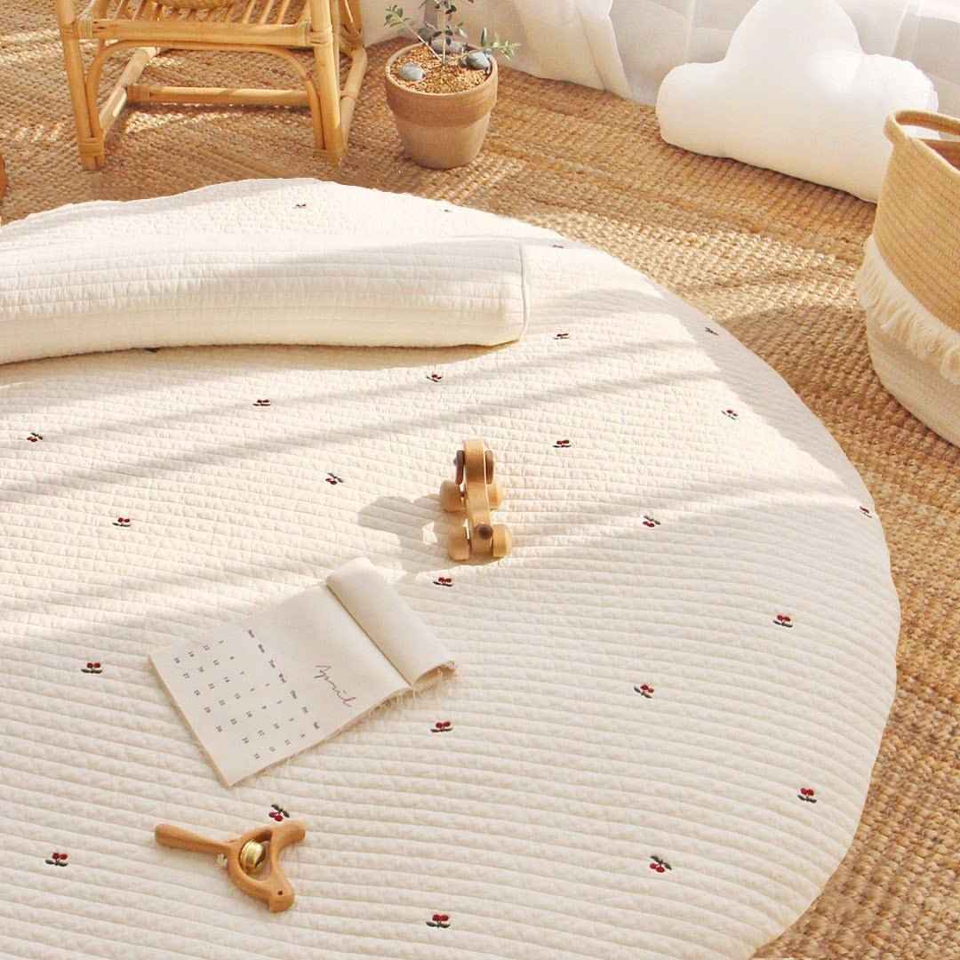 Thick Embroidered Play Mat Cushion for Kids Room