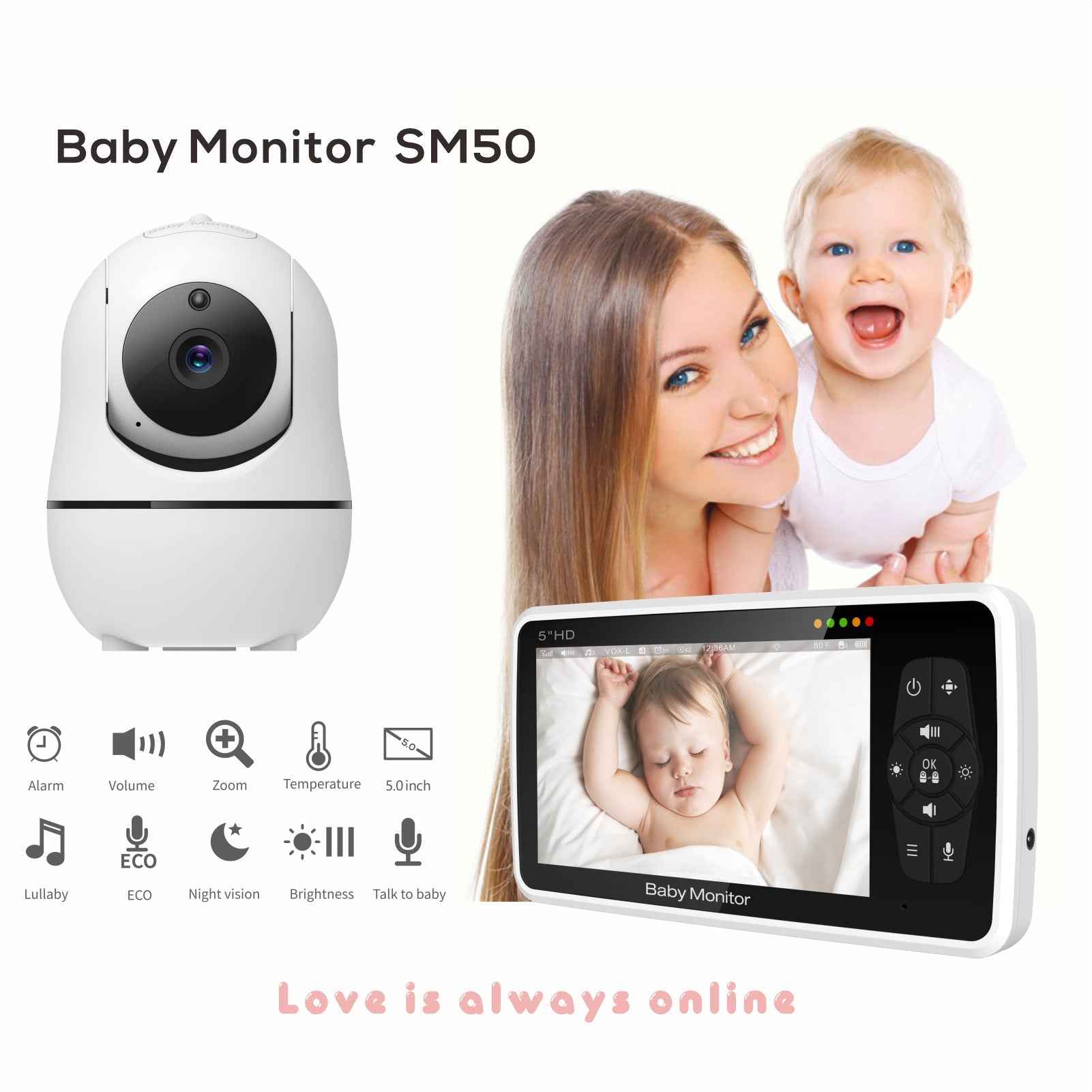 5 Inch Color Screen Baby Monitor