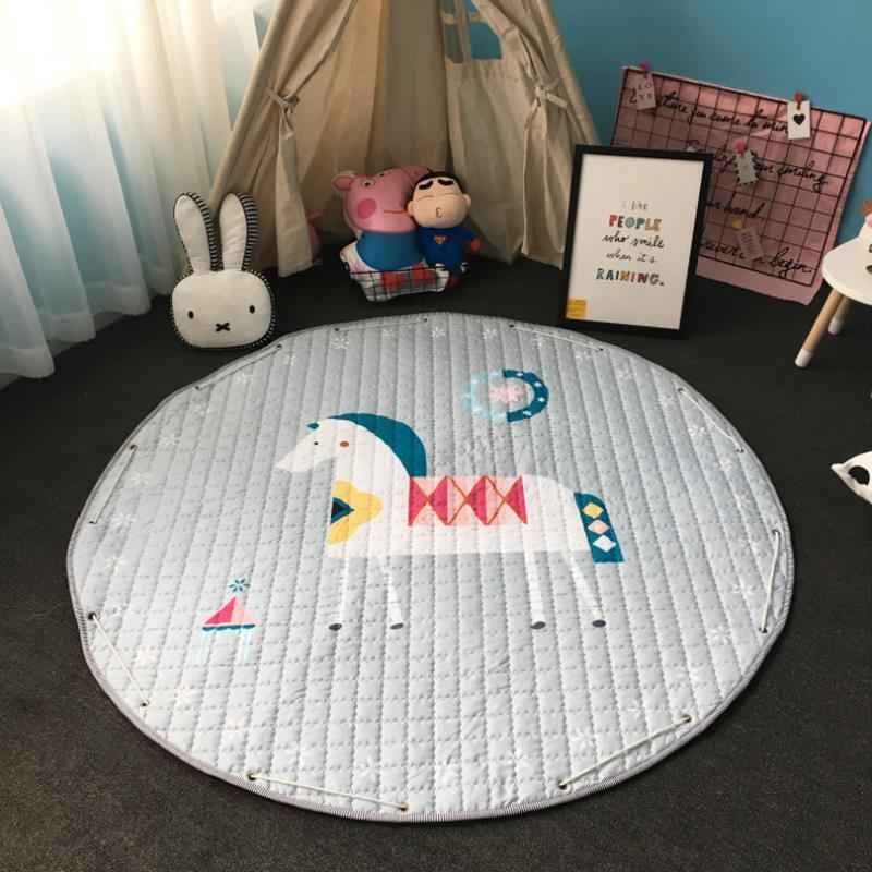 Round Cotton Crawling Mat with Toy Storage