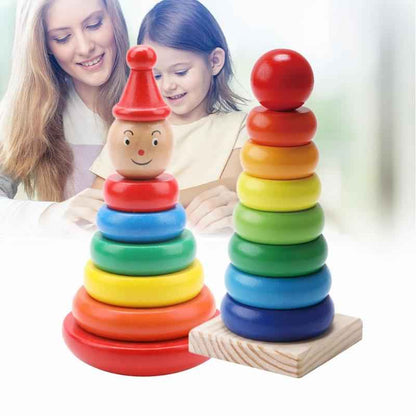Wooden Rainbow Stacking Tower Toy