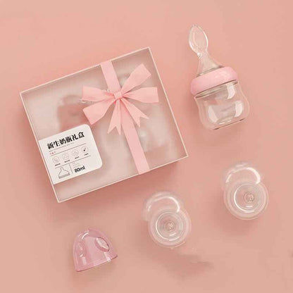 Borosilicate Glass Baby Feeding Bottle with Spoon