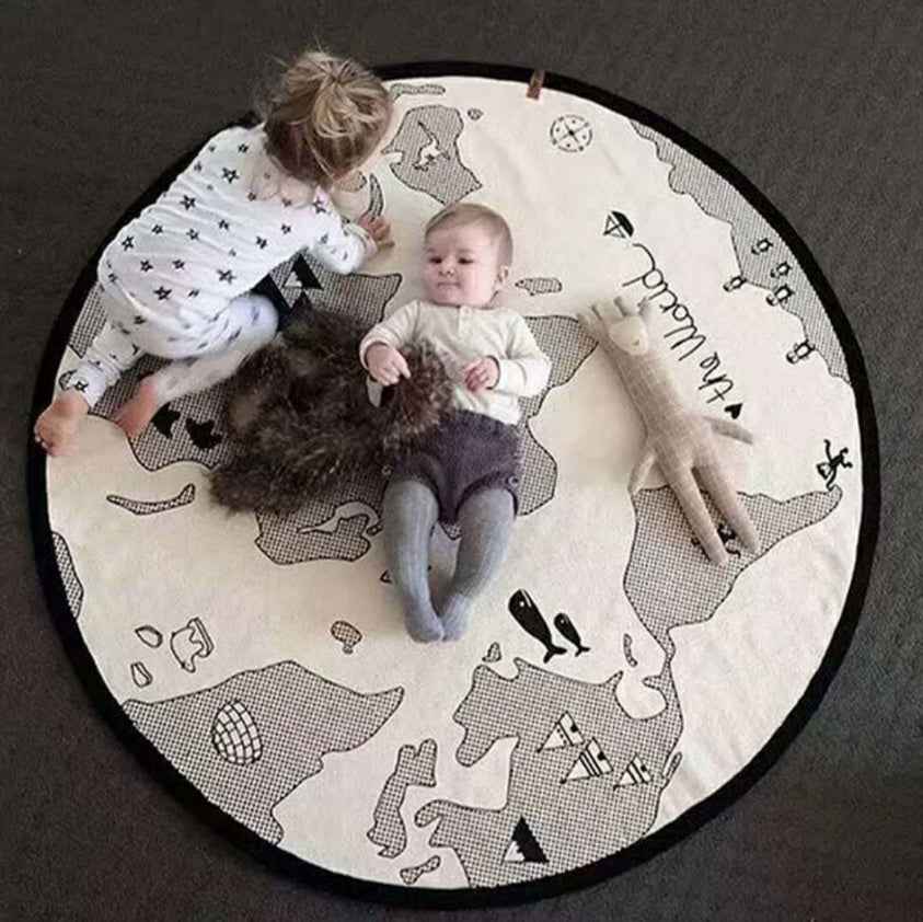 World Map Round Crawling Play Mat