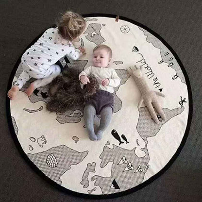 World Map Round Crawling Play Mat