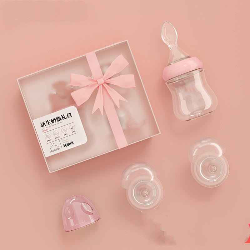 Borosilicate Glass Baby Feeding Bottle with Spoon