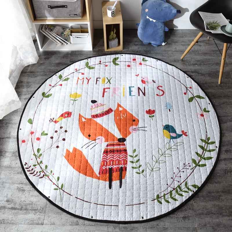Round Cotton Crawling Mat with Toy Storage