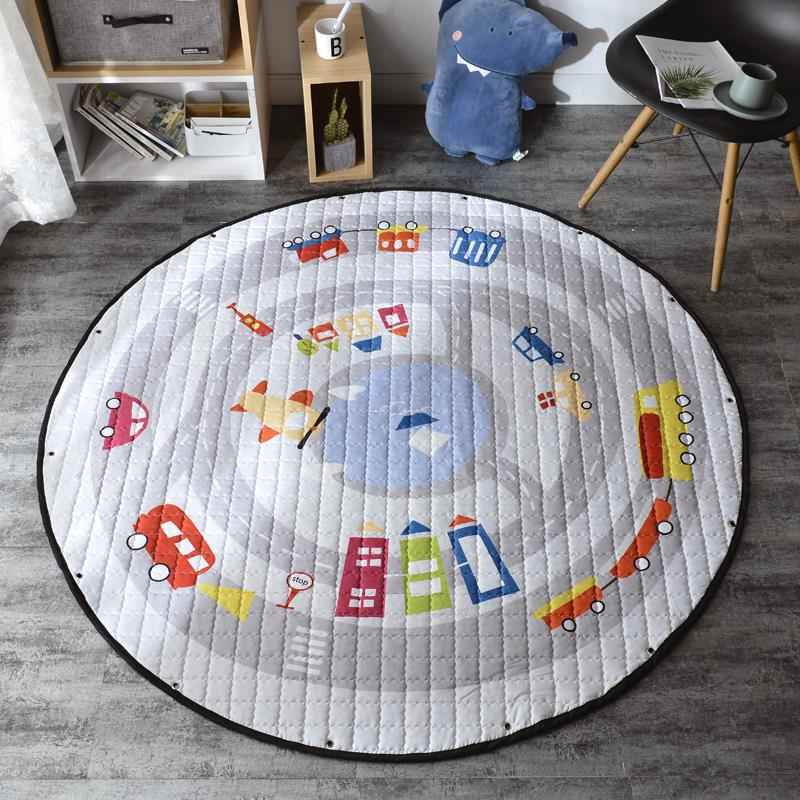 Round Cotton Crawling Mat with Toy Storage