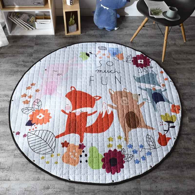 Round Cotton Crawling Mat with Toy Storage