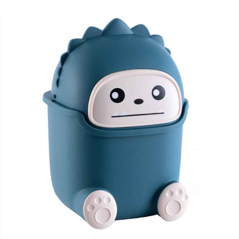 Cute Dinosaur Flip-Top Desktop Trash Can