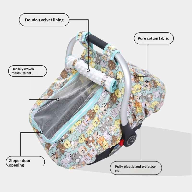 Baby Car Seat Canopy Cover with Mosquito Net