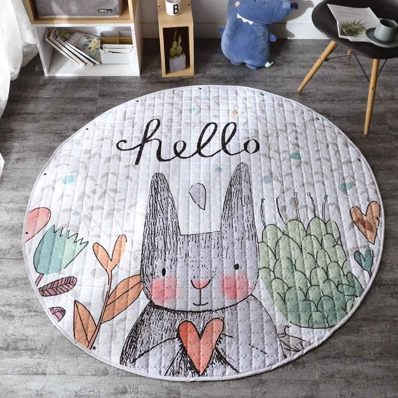 Round Cotton Crawling Mat with Toy Storage