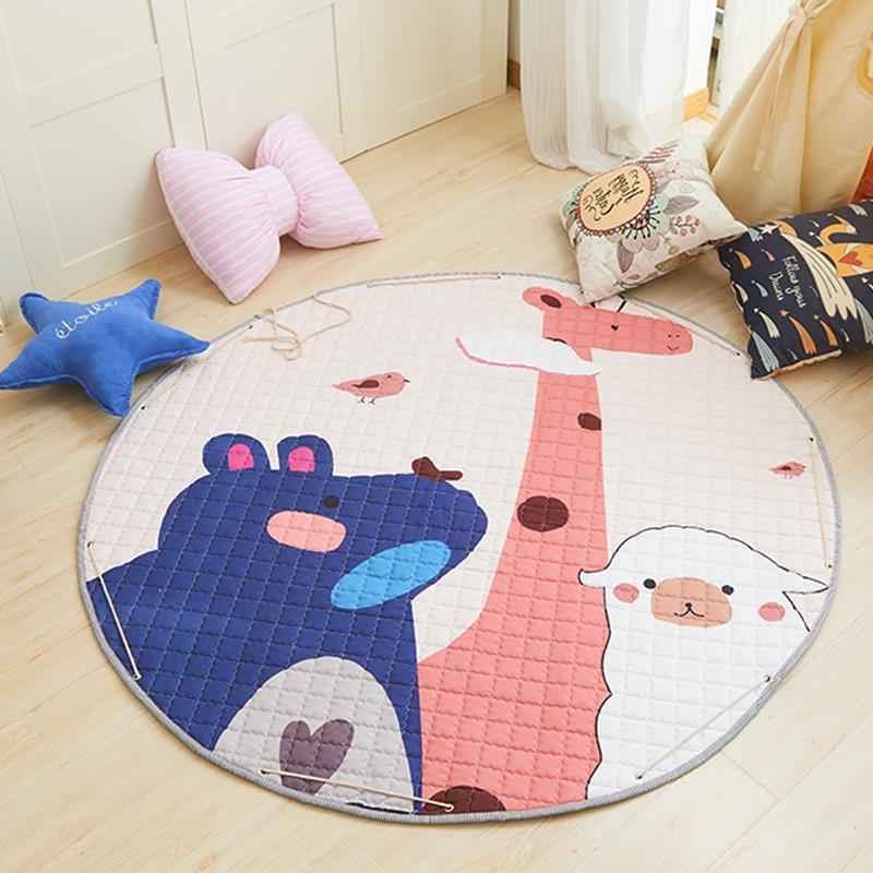 Round Cotton Crawling Mat with Toy Storage