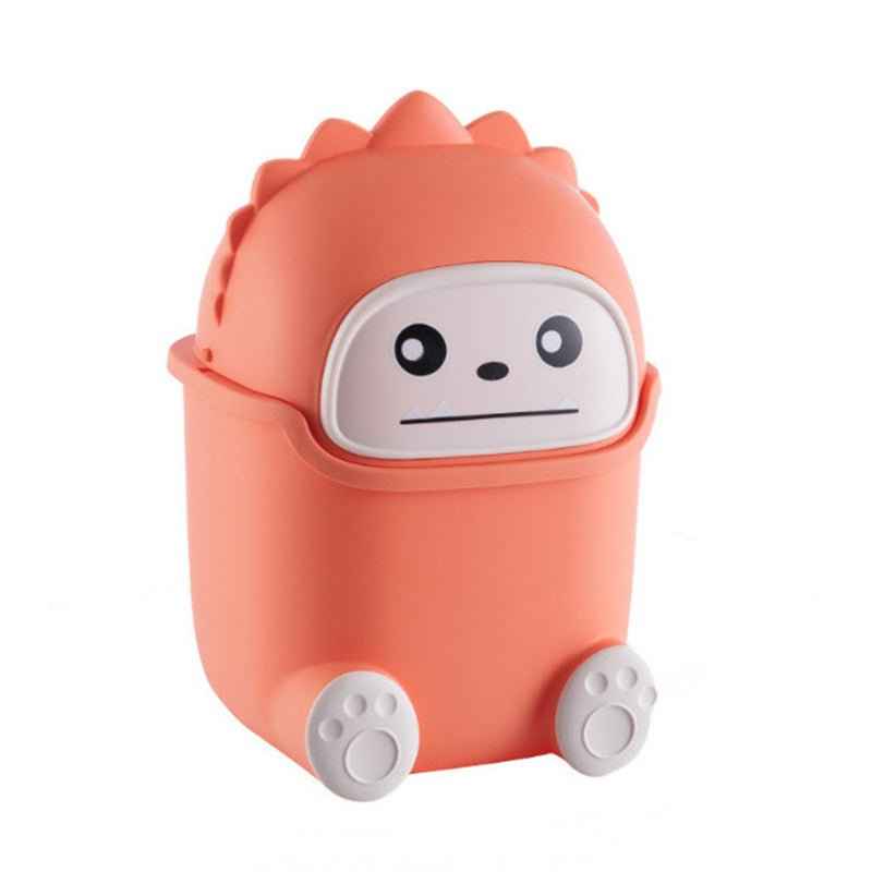 Cute Dinosaur Flip-Top Desktop Trash Can