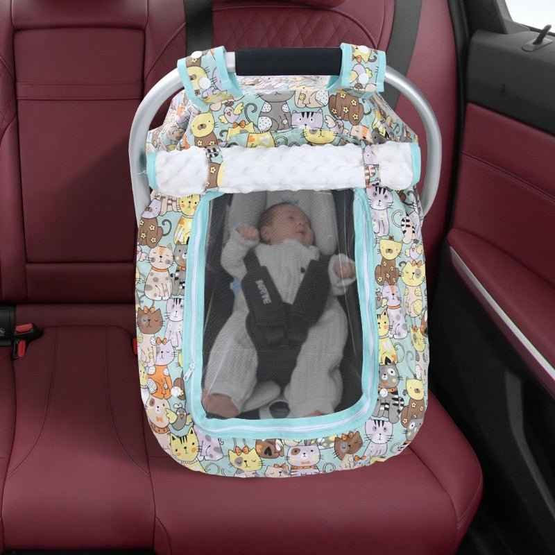 Baby Car Seat Canopy Cover with Mosquito Net