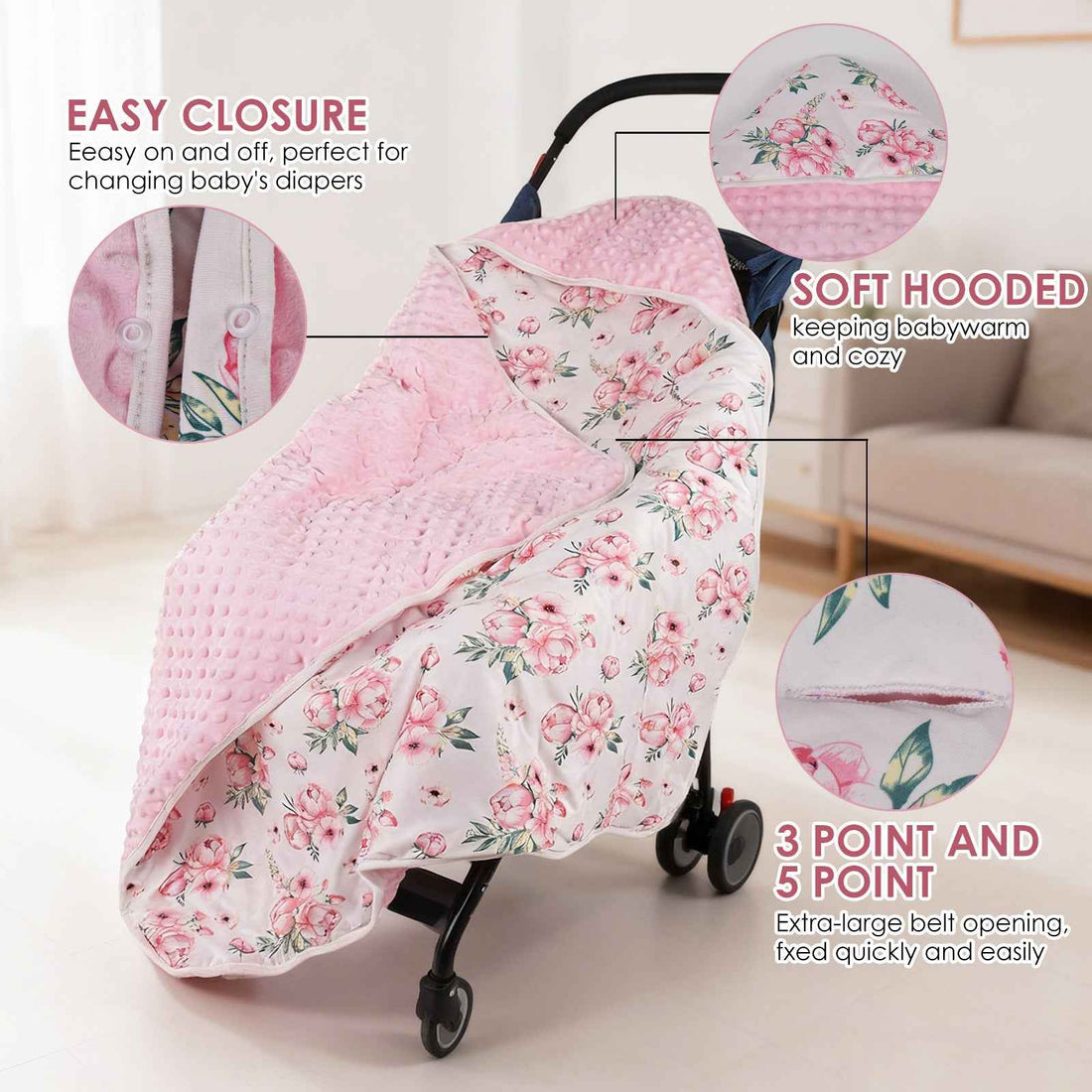 Hooded Flannel Swaddle Blanket for Newborns