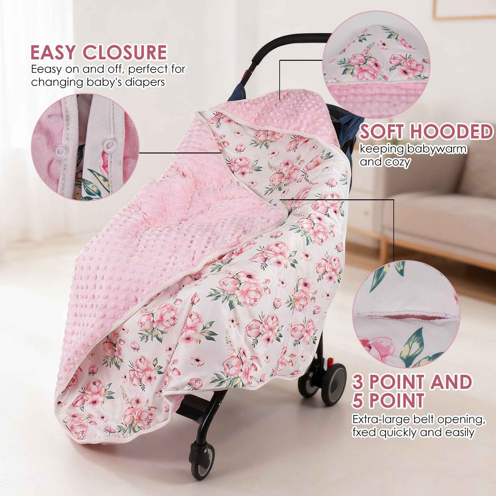 Hooded Flannel Swaddle Blanket for Newborns