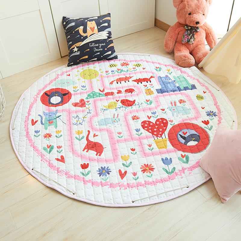 Round Cotton Crawling Mat with Toy Storage