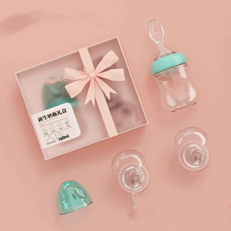 Borosilicate Glass Baby Feeding Bottle with Spoon