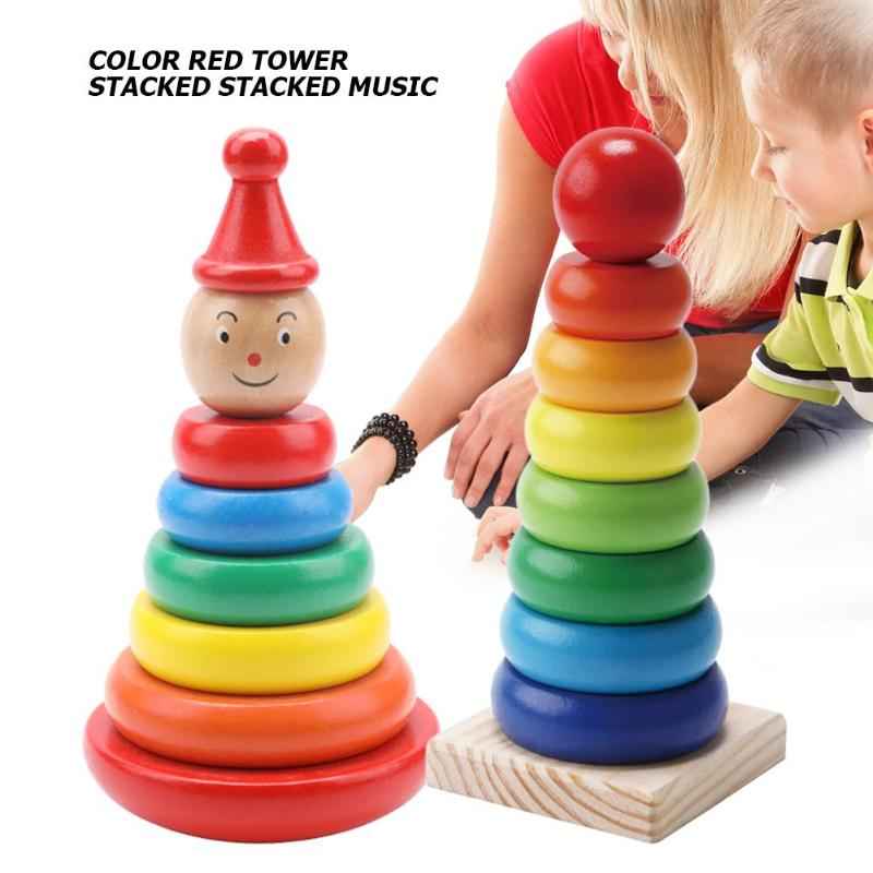 Wooden Rainbow Stacking Tower Toy
