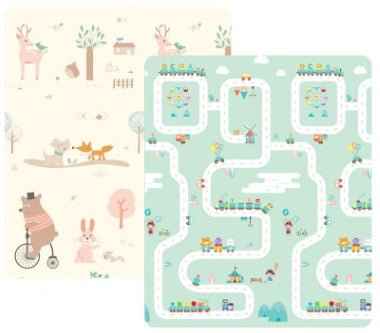 Foldable Foam Play Mat with Cartoon Print