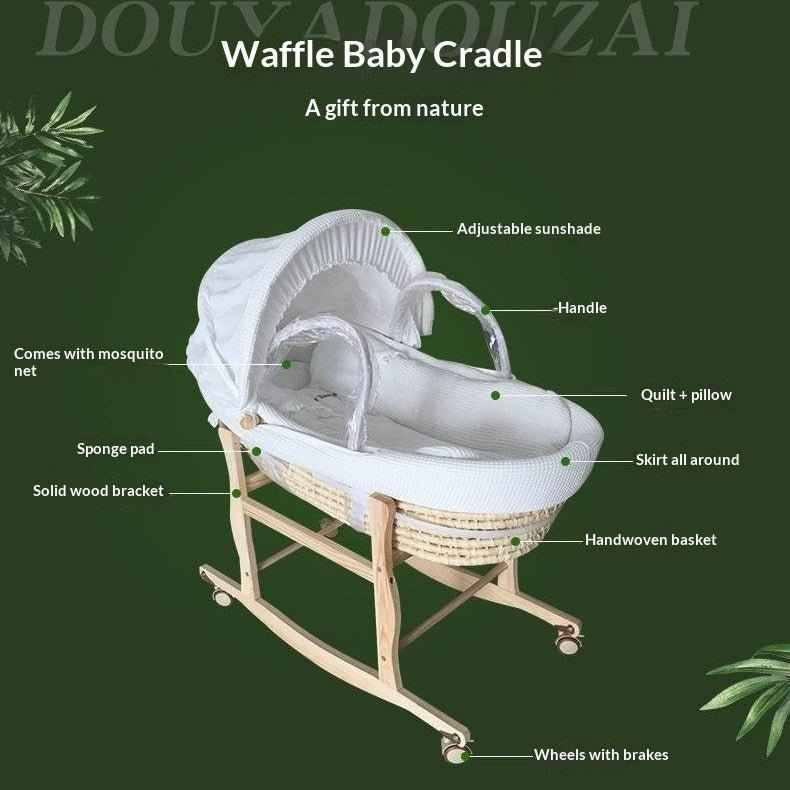 Portable Woven Corn Husk Baby Bassinet