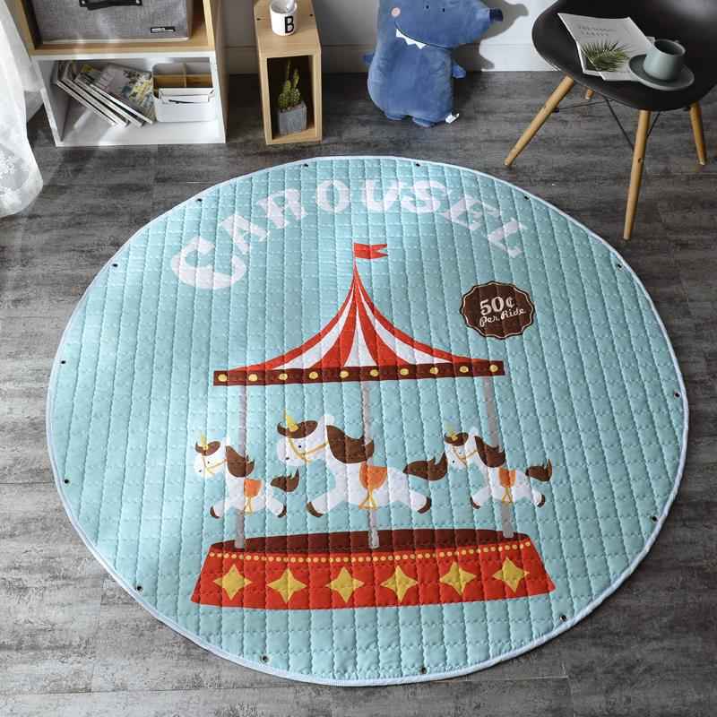 Round Cotton Crawling Mat with Toy Storage